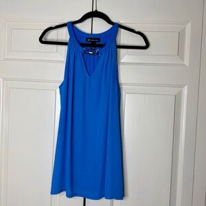 INC International Concepts Blue Sleeveless Hardware Neckline Top Size L